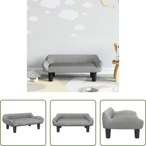 vidaXL Divano per bambini morbido -  Divano per Bambini Grigio Chiaro 70x40x24 cm in Velluto