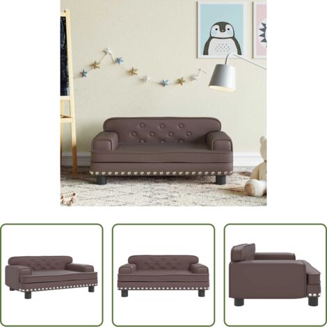 vidaXL Divano per bambini morbido -  Divano per Bambini Marrone 70x45x30 cm in Similpelle