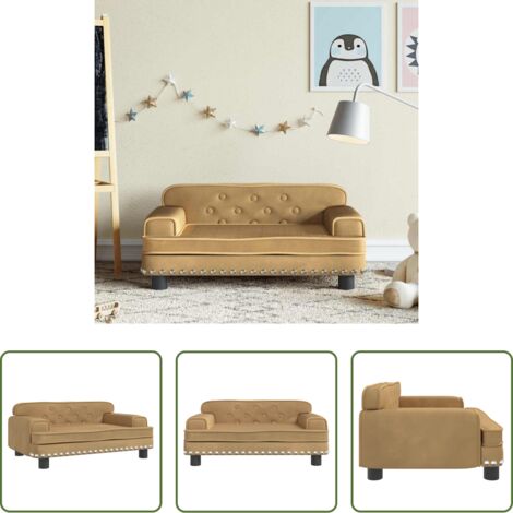 vidaXL Divano per bambini morbido -  Divano per Bambini Marrone 70x45x30 cm in Velluto