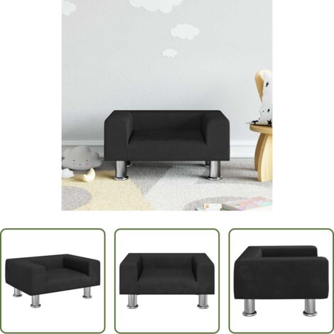 vidaXL Divano per bambini morbido -  Divano per Bambini Nero 50x40x26,5 cm in Velluto