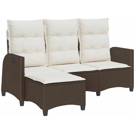 vidaXL Divano Reclinabile Giardino con Cuscini a L Marrone Polyrattan