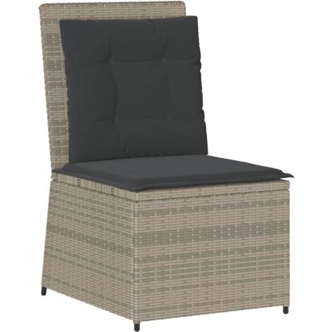 vidaXL Divano Reclinabile Giardino Cuscini Grigio Chiaro in Polyrattan