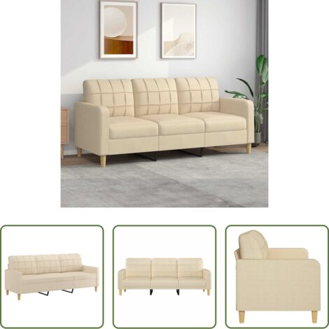 vidaXL Divano relax -  Divano a 3 Posti Crema 180 cm in Tessuto