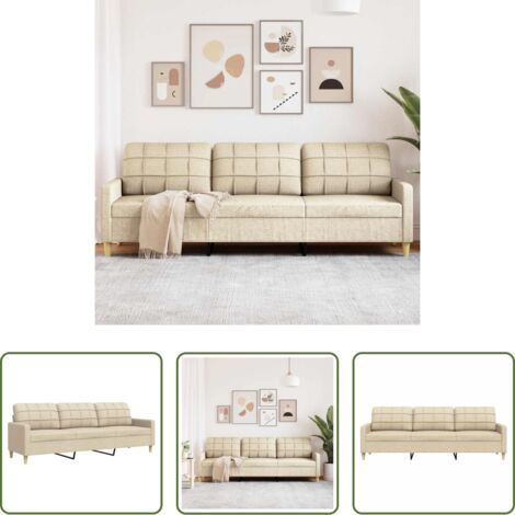 vidaXL Divano relax -  Divano a 3 Posti Crema 210 cm in Tessuto