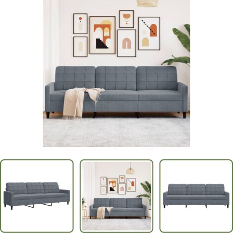 vidaXL Divano relax -  Divano a 3 Posti Grigio Scuro 210 cm in Velluto
