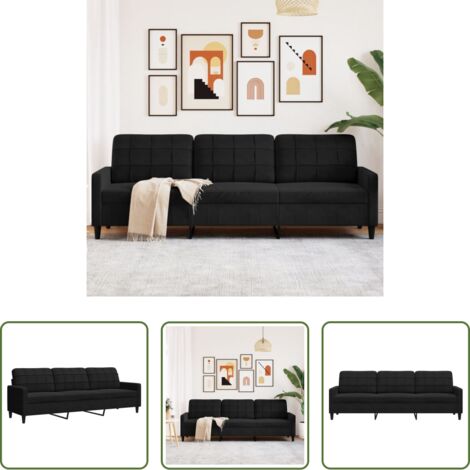 vidaXL Divano relax -  Divano a 3 Posti Nero 210 cm in Velluto