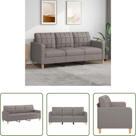 vidaXL Divano relax -  Divano a 3 Posti Tortora 180 cm in Tessuto