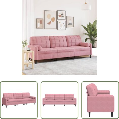 vidaXL Divano rosa - Divano a 3 Posti con Cuscini Rosa 210 cm in Velluto