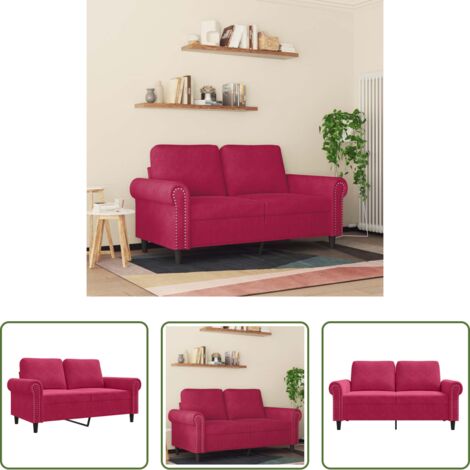 vidaXL Divano rotondo -  Divano a 2 Posti Rosso Vino 120 cm in Velluto