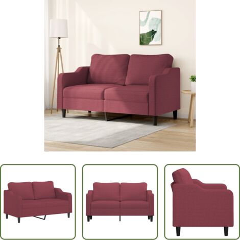 vidaXL Divano rotondo -  Divano a 2 Posti Rosso Vino 140 cm in Tessuto