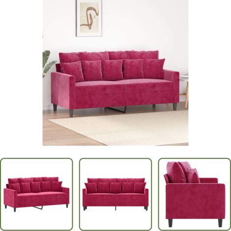 vidaXL Divano rotondo -  Divano a 2 Posti Rosso Vino 140 cm in Velluto