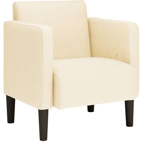 vidaXL Divano Sedia con Braccioli Crema 54 cm Tessuto a Coste
