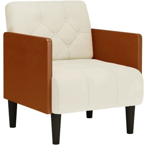 vidaXL Divano Sedia con Braccioli Crema 55 cm in Velluto