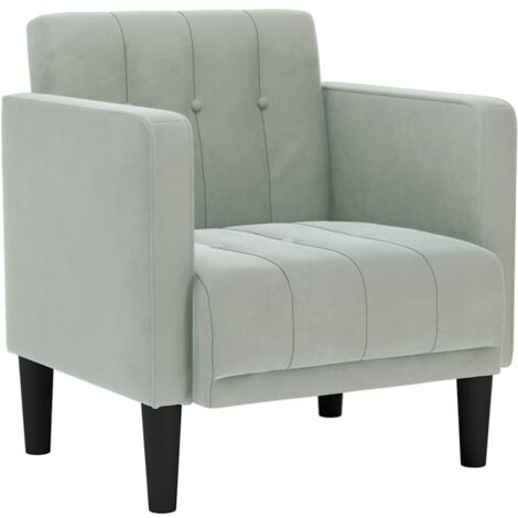 vidaXL Divano Sedia con Braccioli Grigio Chiaro 53 cm in Velluto