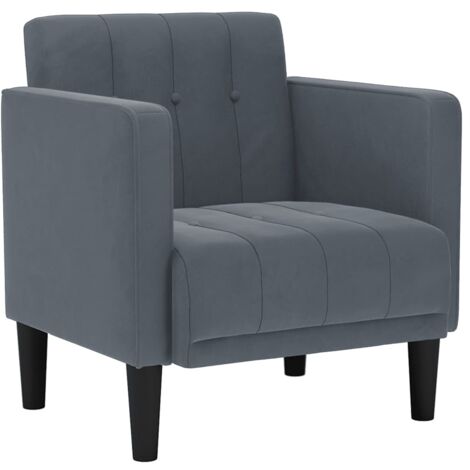 vidaXL Divano Sedia con Braccioli Grigio Scuro 53 cm in Velluto