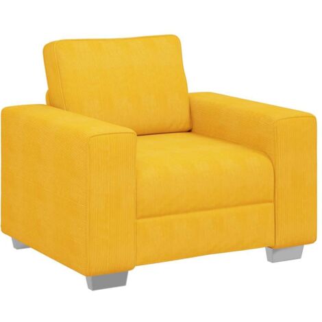 vidaXL Divano Sedia Giallo Chiaro 60 cm in Tessuto di Velluto a Coste