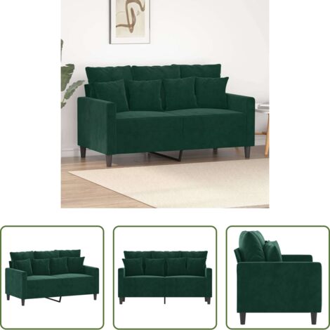 vidaXL Divano verde scuro -  Divano a 2 Posti Verde Scuro 120 cm in Velluto