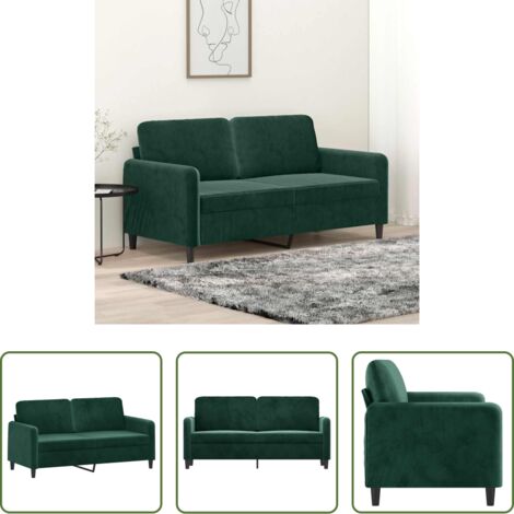 vidaXL Divano verde scuro -  Divano a 2 Posti Verde Scuro 140 cm in Velluto