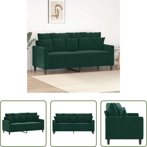 vidaXL Divano verde scuro -  Divano a 2 Posti Verde Scuro 140 cm in Velluto