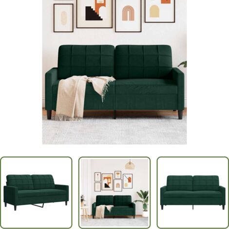 vidaXL Divano verde scuro -  Divano a 2 Posti Verde Scuro 140 cm in Velluto