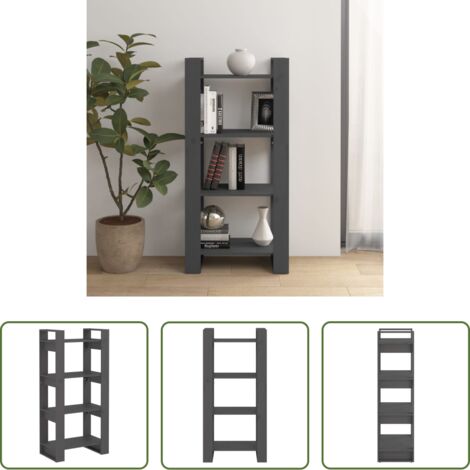 vidaXL Divisor de ambientes -  Estantería/divisor de espacios madera maciza gris 60x35x125 cm
