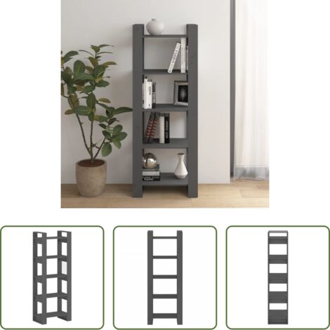 vidaXL Divisor de ambientes -  Estantería/divisor de espacios madera maciza gris 60x35x160 cm