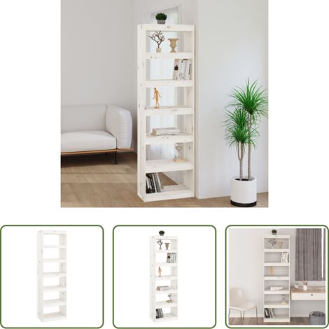 vidaXL Divisor de ambientes -  Estantería/divisor de espacios madera pino blanco 60x30x199,5cm