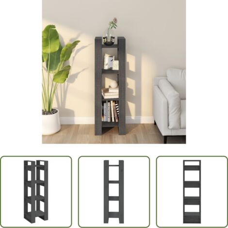 vidaXL Divisor de ambientes -  Estantería/divisor de espacios madera pino gris 41x35x125 cm