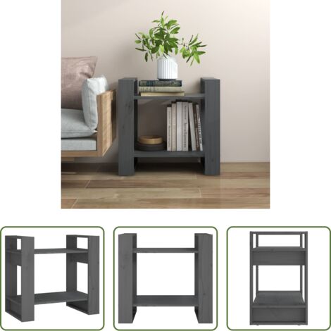 vidaXL Divisor de ambientes -  Estantería/divisor de espacios madera pino gris 60x35x57 cm