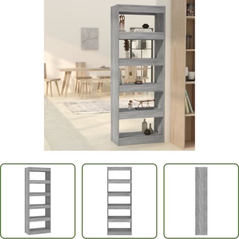 vidaXL Divisor de ambientes -  Estantería/divisor madera ingeniería gris Sonoma 60x30x166 cm