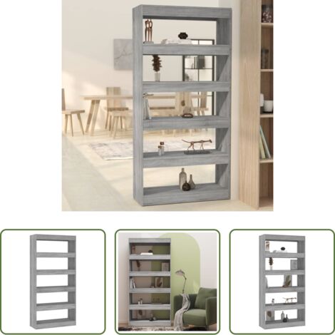 vidaXL Divisor de ambientes -  Estantería/divisor madera ingeniería gris Sonoma 80x30x166 cm