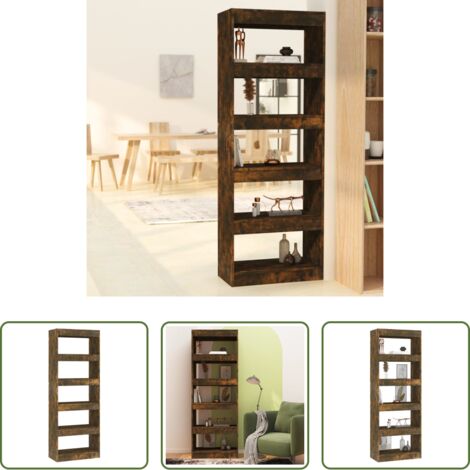 vidaXL Divisor de ambientes -  Estantería/divisor madera ingeniería roble ahumado 60x30x166 cm