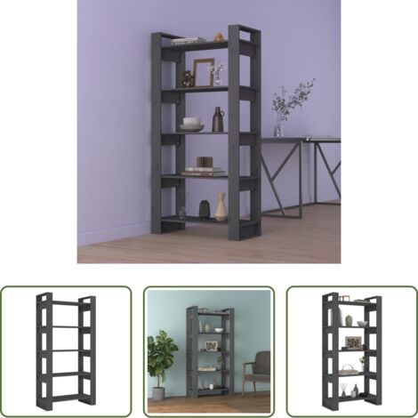 vidaXL Divisor de espacios -  Estantería/divisor de espacios madera maciza gris 80x35x160 cm