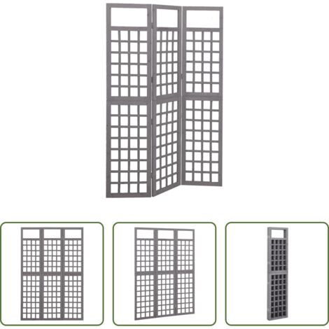 vidaXL Divisor de habitación -  Biombo/Enrejado de 3 paneles madera de abeto gris 121x180 cm