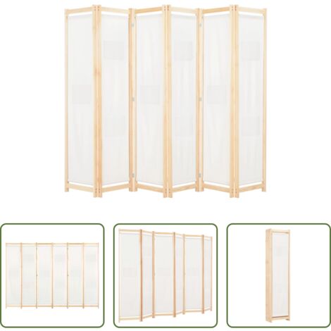 vidaXL Divisore autoportante -  Divisorio a 6 Pannelli 240x170x4 cm in Tessuto Crema
