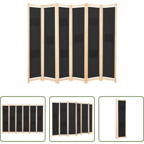 vidaXL Divisore autoportante -  Divisorio a 6 Pannelli Nero 240x170x4 cm in Tessuto
