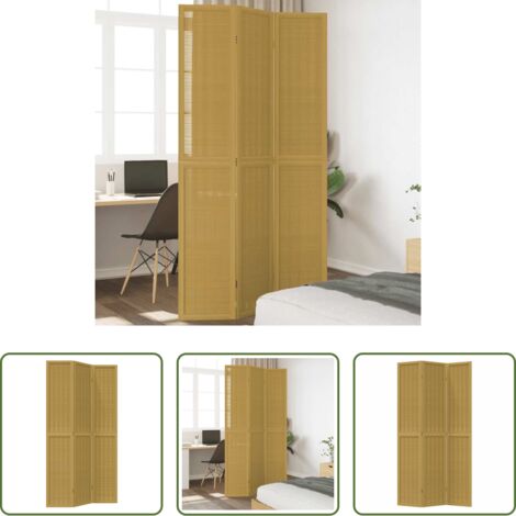 vidaXL Divisore in bambù -  Divisorio Ambienti 3 Pannelli Marrone Scuro Massello Paulownia