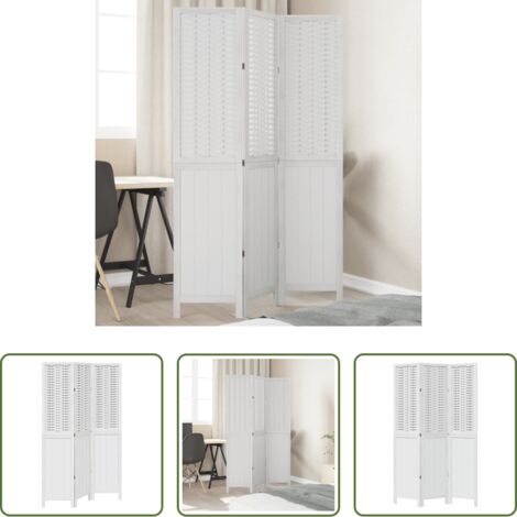 vidaXL Divisore in bambù -  Divisorio Ambienti 3Pannelli Bianco Legno Massello di Paulownia