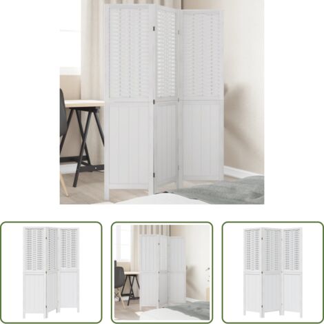 vidaXL Divisore in bambù -  Divisorio Ambienti 3Pannelli Bianco Legno Massello di Paulownia