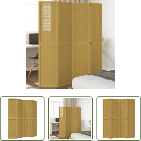 vidaXL Divisore in bambù -  Divisorio Ambienti 4 Pannelli Marrone Legno Massello Paulownia