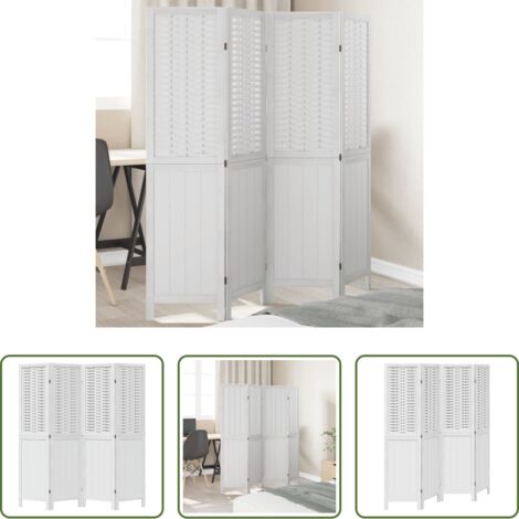 vidaXL Divisore in bambù -  Divisorio Ambienti 4Pannelli Bianco Legno Massello di Paulownia