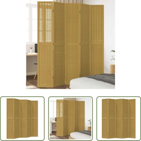 vidaXL Divisore in bambù -  Divisorio Ambienti 5 Pannelli Marrone Legno Massello Paulownia