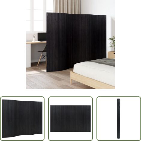 vidaXL Divisore in bambù -  Divisorio Ambienti Nero Larghezza 250 cm Altezza 165 cm in Bambù