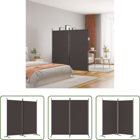 vidaXL Divisore in tessuto -  Divisorio a 2 Pannelli Marrone 175x180 cm in Tessuto