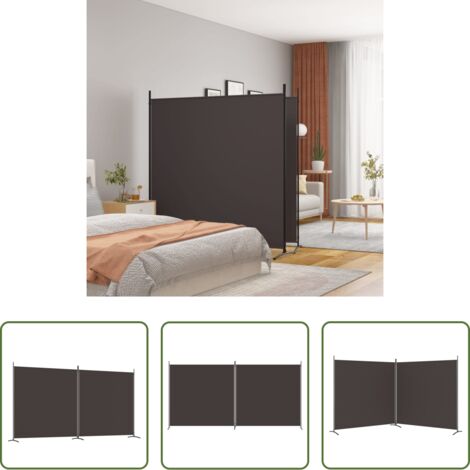 vidaXL Divisore in tessuto -  Divisorio a 2 Pannelli Marrone 348x180 cm in Tessuto