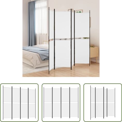 vidaXL Divisore in tessuto -  Divisorio a 4 Pannelli Bianco 200x180 cm Tessuto