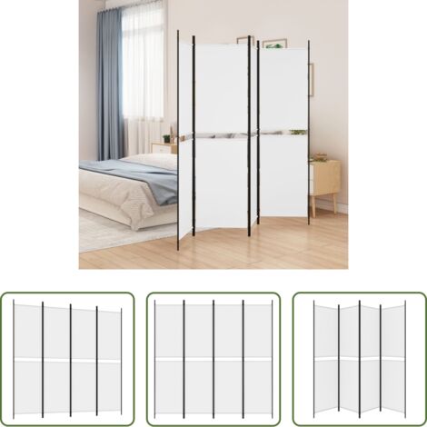 vidaXL Divisore in tessuto -  Divisorio a 4 Pannelli Bianco 200x200 cm Tessuto