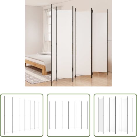 vidaXL Divisore in tessuto -  Divisorio a 4 Pannelli Bianco 300x220 cm Tessuto
