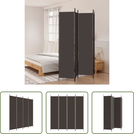 vidaXL Divisore in tessuto -  Divisorio a 4 Pannelli Marrone 200x220 cm in Tessuto