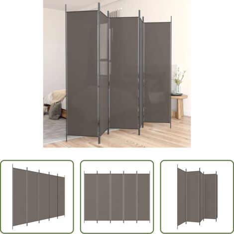 vidaXL Divisore in tessuto -  Divisorio a 5 Pannelli Antracite 250x220 cm Tessuto
